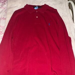men’s red long sleeve ralph lauren shirt